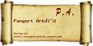 Pangert Arkád névjegykártya